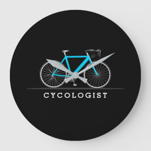 Relógio Grande Texto de cicologista com bicicleta aqua