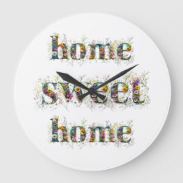 Relógio Grande texto decorativo do HOME SWEET em flores silvestre