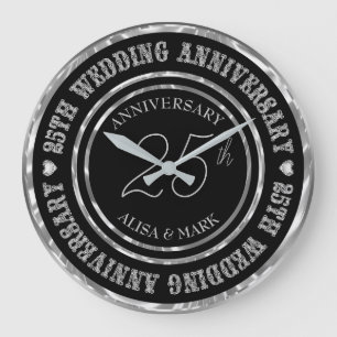 Relógio Grande Texto Diamantes 25º Aniversário