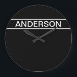 Relógio Grande Texto personalizável | Preto e Branco Moderno Negr<br><div class="desc">Olhar contemporâneo falso.</div>