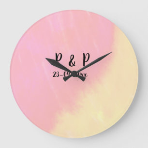 Relógio Grande texto simples e branco estilo de casamento rosa am