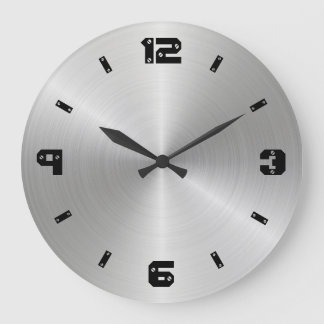 Relógio Grande Textura brilhante do metal, números com cabeças do