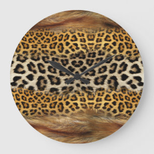 Relógio Grande Textura com pelo: raposa e leopardo.