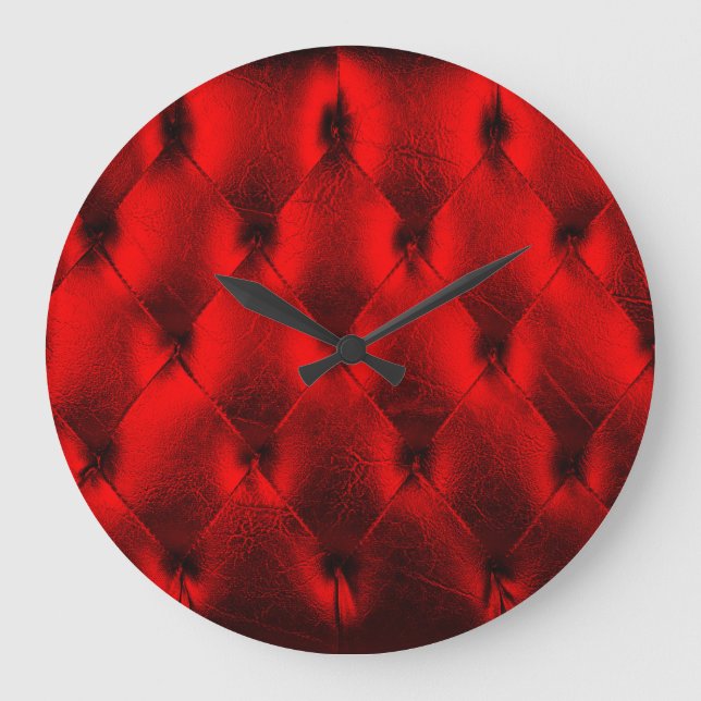 Relógio Grande Textura de almofada de preenchimento vermelho de v (Frente)