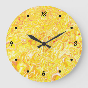 Relógio Grande Textura de mármore amarelo limão mel Abstrato Líqu