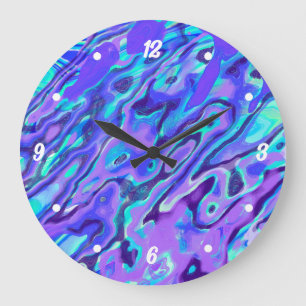 Relógio Grande Textura de mármore neon roxo pintura líquida abstr