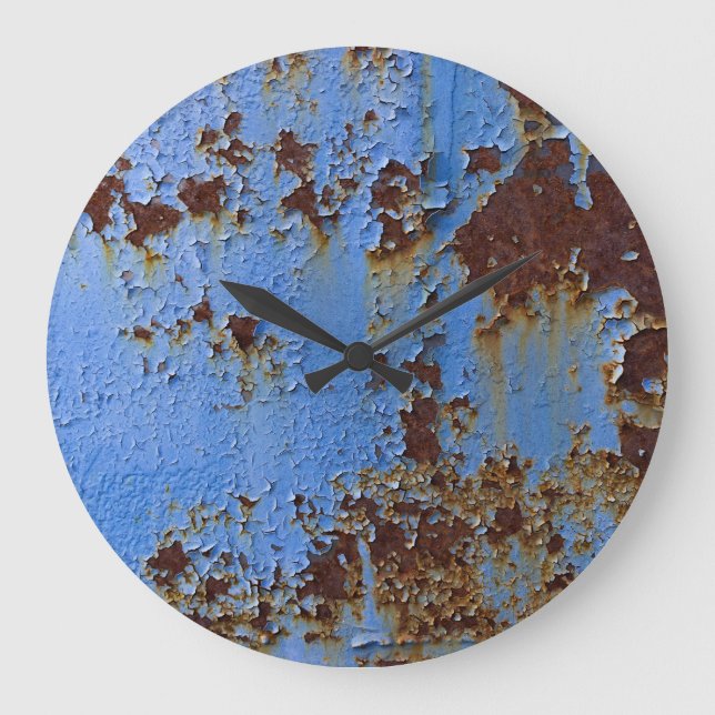 Relógio Grande Textura de metal e tinta azul. (Frente)