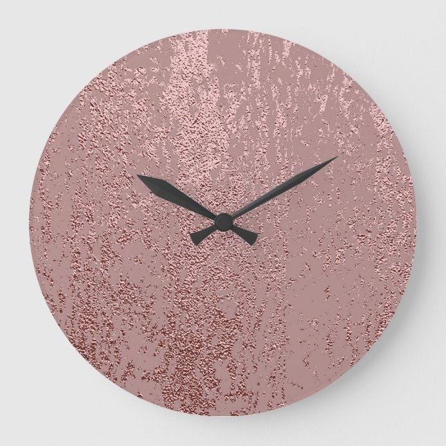 Relógio Grande Textura de ouro metálico, quartzo rosa. (Frente)