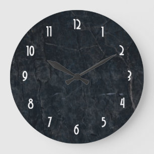 Relógio Grande Textura de pedra de mármore preta