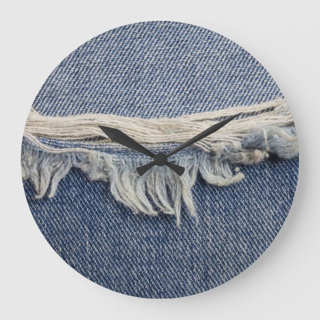 Relógio Grande Textura dos jeans riscada, fundo do na moda. (Frente)