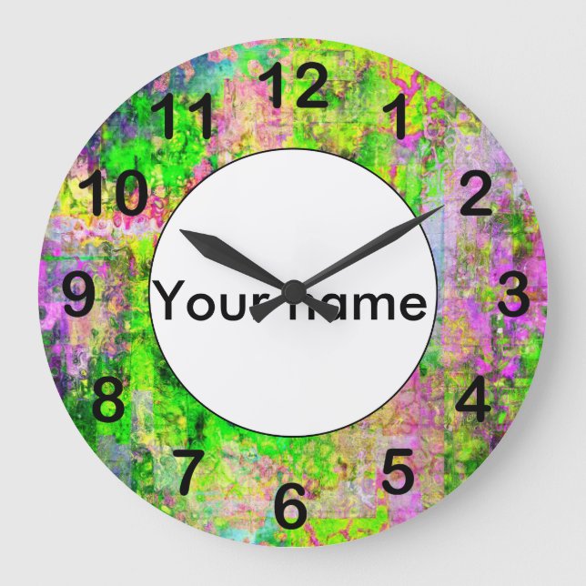 Relógio Grande Textura roxa verde (Frente)