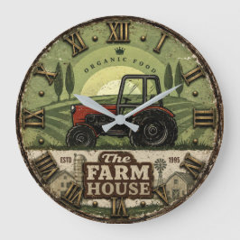 Relógio Grande The Farm House Vintage Tractor Rustic Farmhouse 