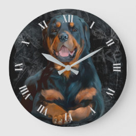 Relógio Grande The Rottweiler is lying on the floor large clock