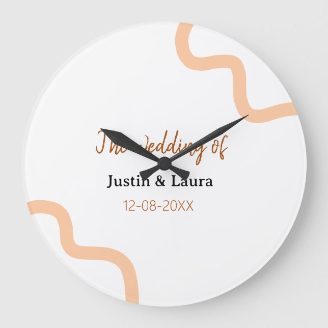 Relógio Grande The wedding of add bride groom name date peach (Frente)