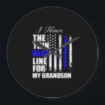 Relógio Grande Thin Blue Line Police Flag Back The Blue<br><div class="desc">Thin Blue Line Police Flag Back The Blue</div>