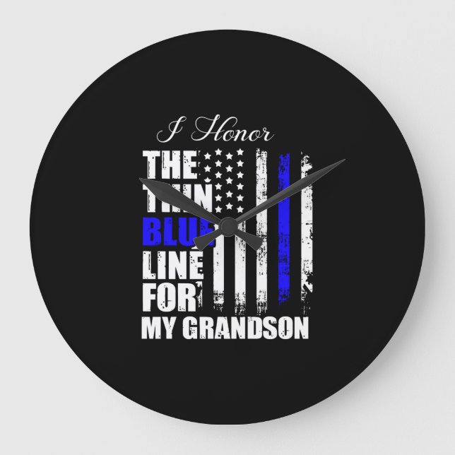 Relógio Grande Thin Blue Line Police Flag Back The Blue (Frente)