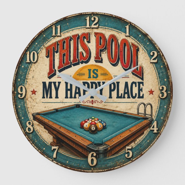 Relógio Grande This Pool Is My Happy Place  (Frente)