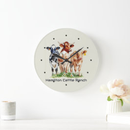 Relógio Grande Three Cows Humorous Personalized 