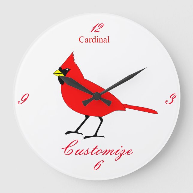 Relógio Grande Thunder_Cove do Pássaro Cardinho Vermelho (Frente)