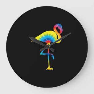 Relógio Grande Tie Dye Flamingo Rainbow Impressão Bird Animal Hi