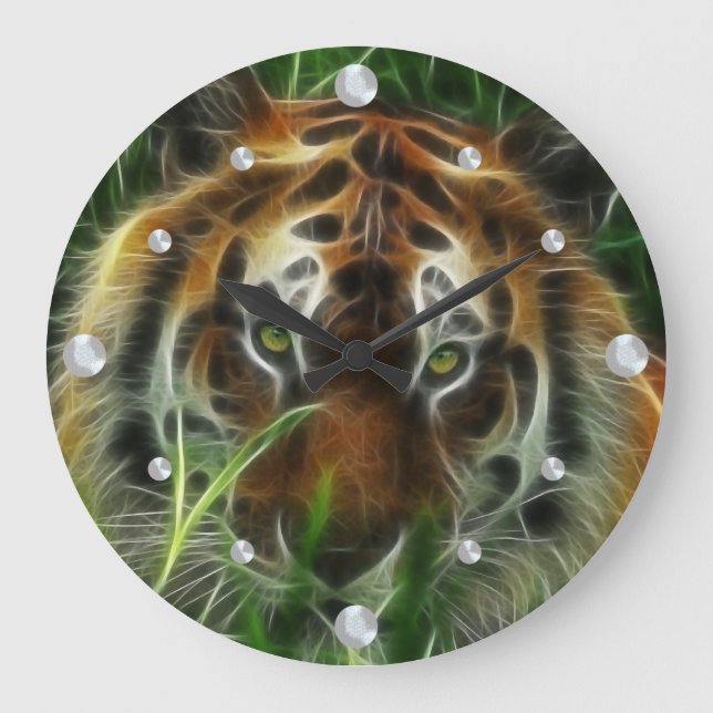 Relógio Grande Tiger Fractal Wall Clock (Frente)