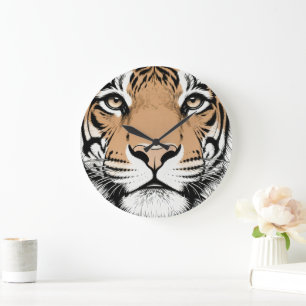 Relógio Grande Tigre Olhando Fixamente Rosto, Tigre