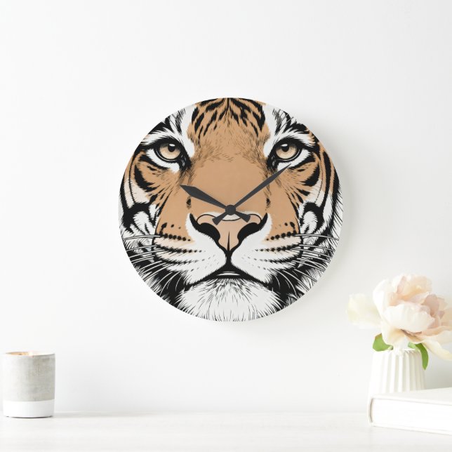 Relógio Grande Tigre Olhando Fixamente Rosto, Tigre (Lar)