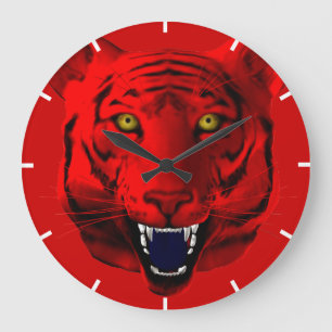 Relógio Grande Tigre Vermelho