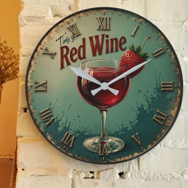 Relógio Grande Time for Red Wine  Rustic Vineyard (Criador carregado)