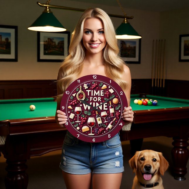 Relógio Grande Time For Wine Fun Party (Criador carregado)