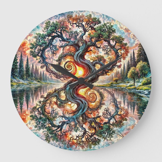 Relógio Grande Timepécia De Árvore Whimsical (Frente)