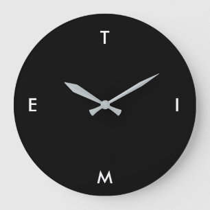 Relógio Grande Timografia Branca e Negra Hora Minimalismo Engraç