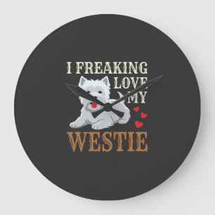 Relógio Grande Tipografia de Amor ao Cão Westie
