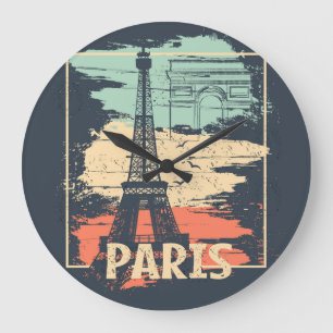 Relógio Grande Tipografia de Paris: abstrato Eiffel poster.