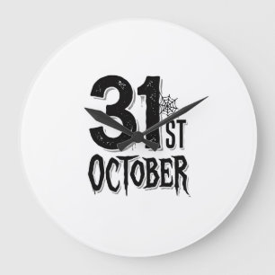 Relógio Grande Tipografia Vintage de Halloween de 31 de Outubro D