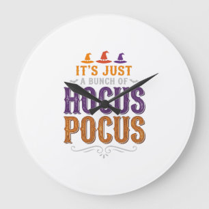 Relógio Grande Tipografia Vintage Hocus Pocus de Halloween Design