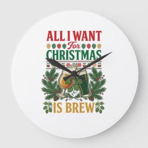 Relógio Grande Todos Queremos Copos de Cerveja Cerveja de Natal P