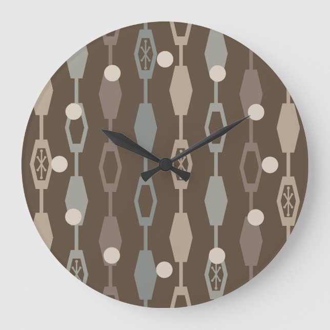 Relógio Grande Tons da Terra das Cadeias Modernas do meio século (Frente)