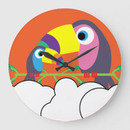 Relógio Grande Toque bonito | Toucans de amor | Aves Engraçadas M