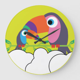 Relógio Grande Toque bonito | Toucans de amor | Aves Engraçadas M