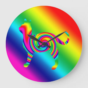 Relógio Grande Torção dada forma gato do arco-íris