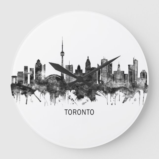 Relógio Grande Toronto Canada Skyline BW (Frente)