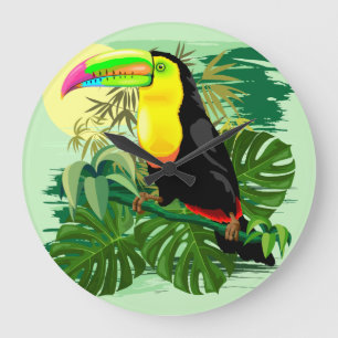 Relógio Grande Toucan na floresta húmida verde de Amazónia