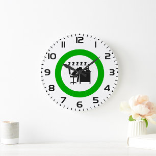 Relógio Grande Trabalhador Engraçado Dormindo na Mesa