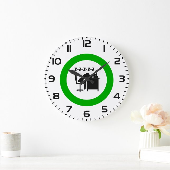 Relógio Grande Trabalhador Engraçado Dormindo na Mesa (Criador carregado)