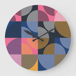 Relógio Grande Trabalho de arte de Vintagem Geométrica Circular