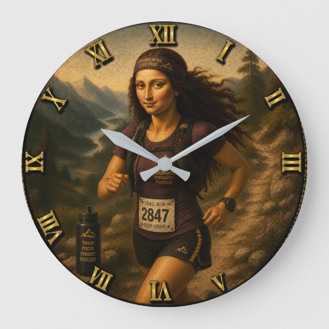 Relógio Grande Trail Runner Funny Mona Lisa (Frente)
