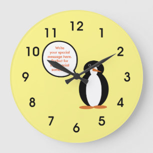 Relógio Grande Traje de Aniversário Ms. Penguin Personalizada
