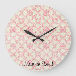 Relógio Grande Trava Floral Rosa