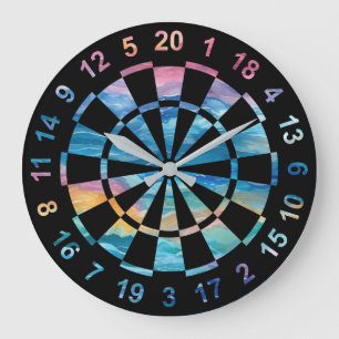 Relógio Grande Trechos Rainbow Dartboard Com Cor De Água Divertid